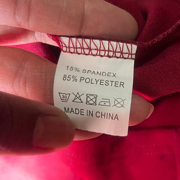 REPHYLLIS Women's Scarlet Red Ruffle Accent Faux 2 Piece Short Sleeve Midi Med - Picture 9 of 9